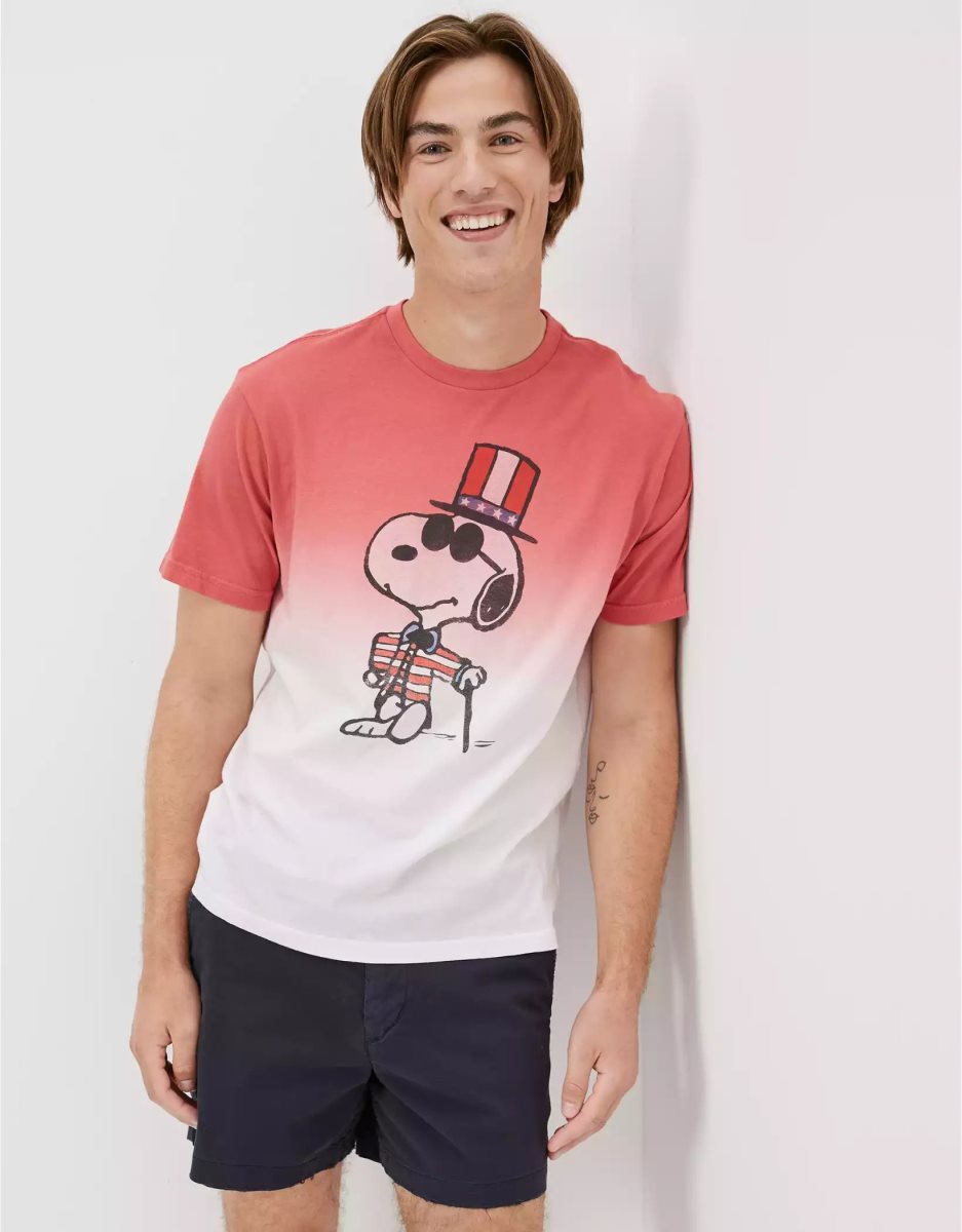 T Shirts American Eagle AE Super Soft Snoopy Graphique Rouge Homme | UYK-74825603